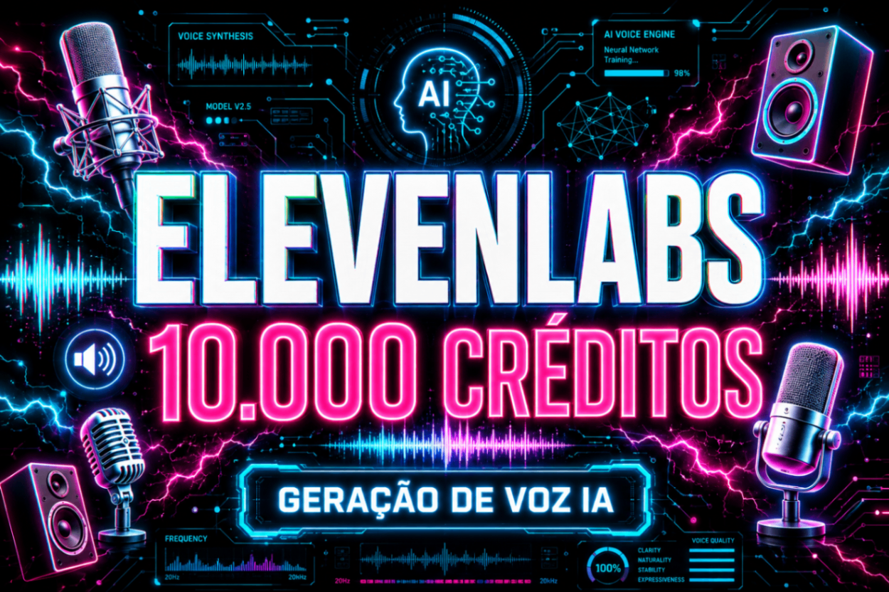 ElevenLabs 10.000 Créditos — Geração de Voz IA com Entrega Instantânea