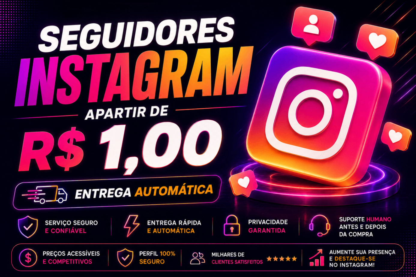 SEGUIDORES INSTAGRAM APARTIR R$1,00 - ENTREGA AUTOMATICA